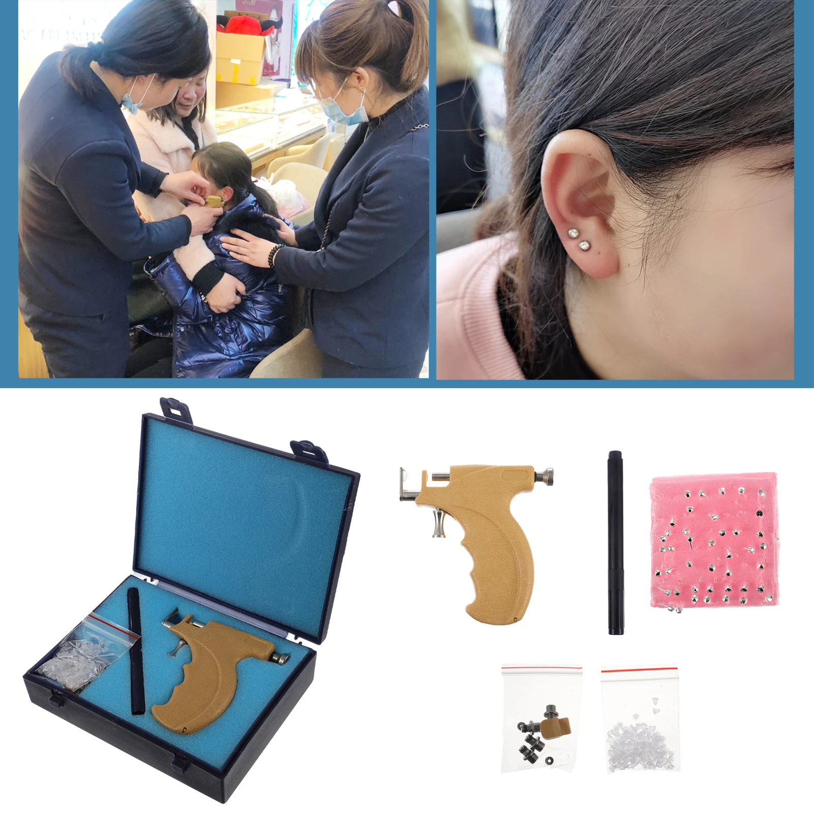 

1 set 1 Set Of Ergonomic Ear Piercing Tool Kit Anti-Rust Body Piercing Tools For Professional Home Use No Pain Ear Piercer