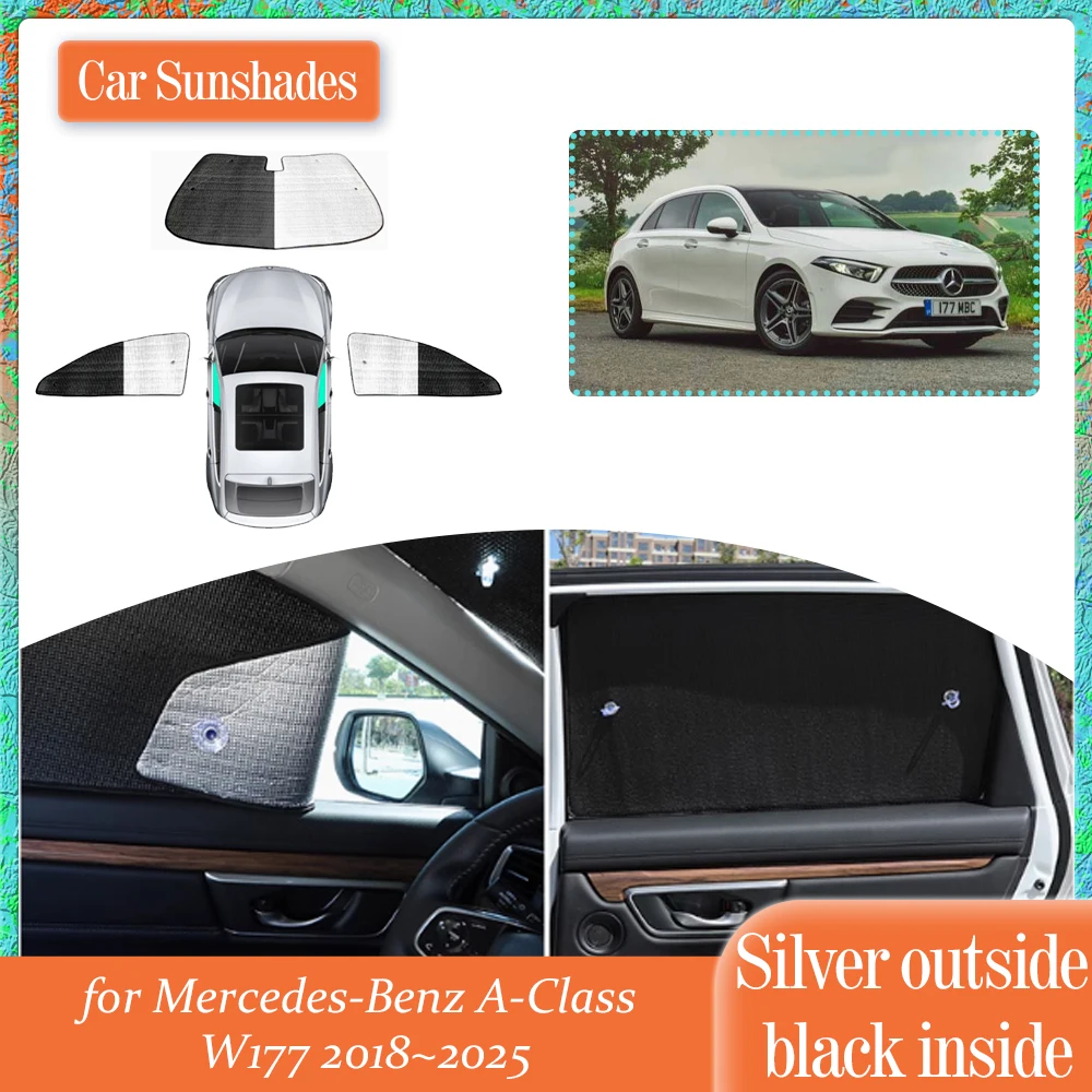 

Автомобильный солнцезащитный козырек для Mercedes-Benz A-Class W177 2018 ~ 2025, 2019 2020 2021 2022 2023 2024 солнцезащитный козырек на крыше, боковой занавес на лобовое стекло, аксессуары для люка