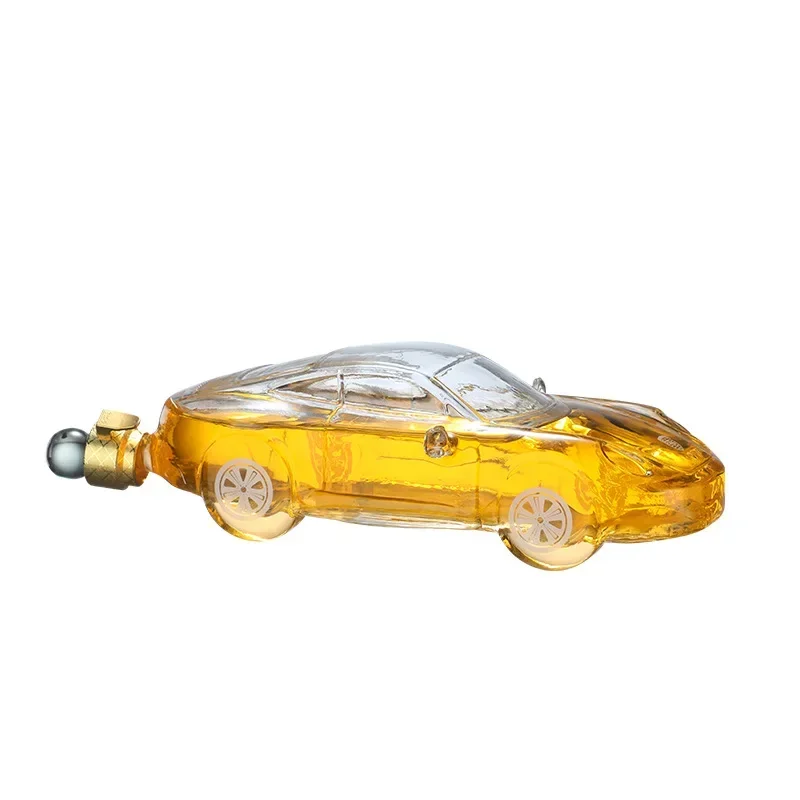 Car Shaped Lead-Free Glass Whiskey Decanter for Liquor, Scotch Bourbon, Large Capacity, Novelty, 750ml