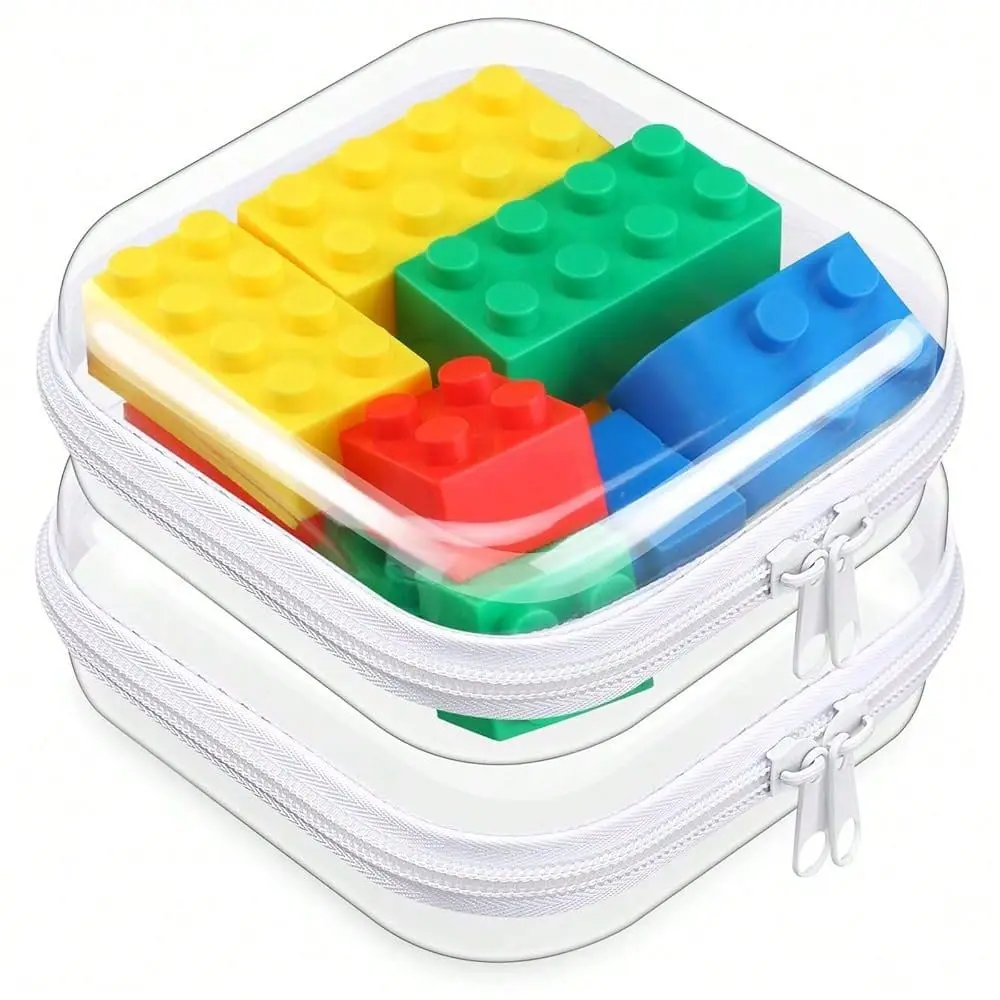 

2 Pcs Clear Hard Shell Zipper Case Pouches Plastic Diaper Bag Organizer Travel Clear Toiletry Makeup Bag Toy Storage Pencil Cas