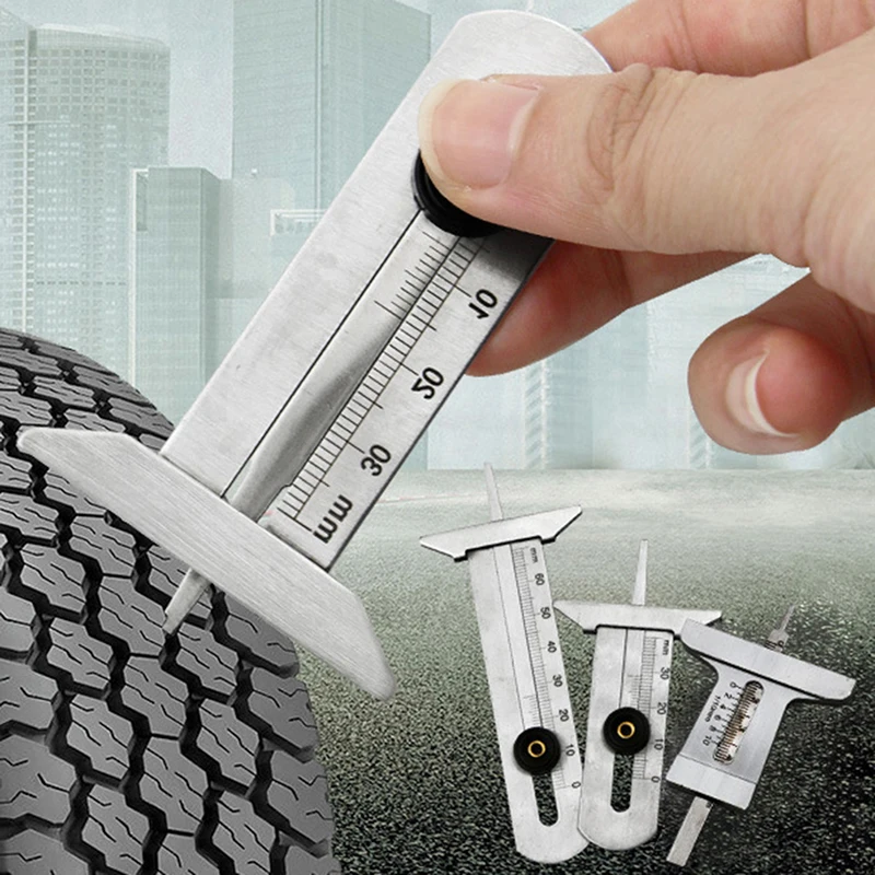 Stainless Steel Car Tyre Tire Tread Depth Gauge Meter Ruler Caliper Measuring Tool Moto Truck Tire Measurement