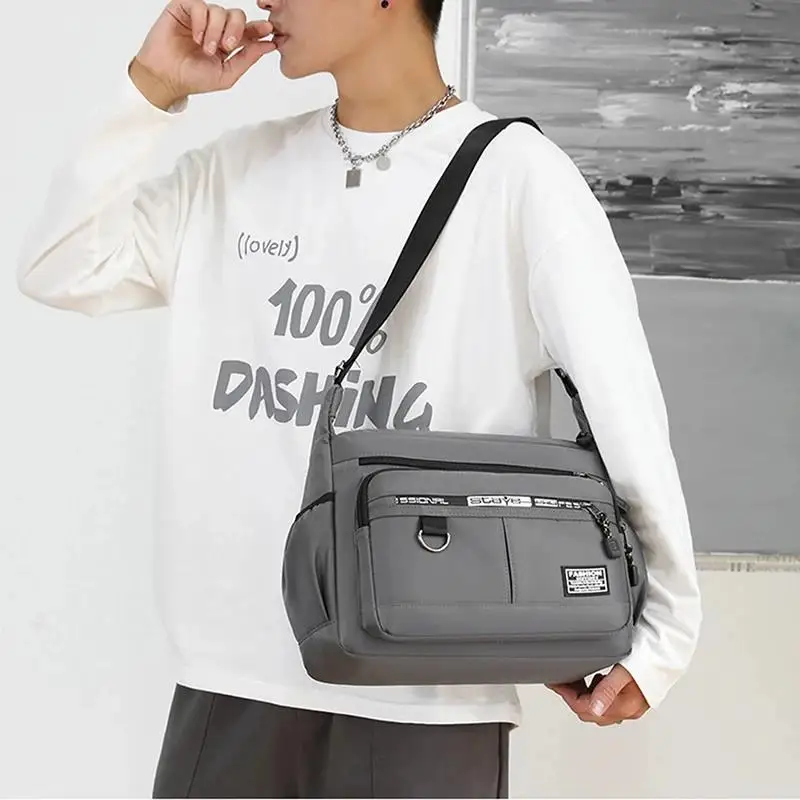 Large Capacity Men\'s Casual Fashion Single Shoulder Crossbody Luxury Messenger Bag Multi-layer Pocket Design Oxford