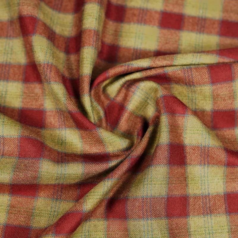 2 Yards Autumn and winter British style Modern color-blocked plaid wool blend fabric for suits, dresses, and trench coatsA