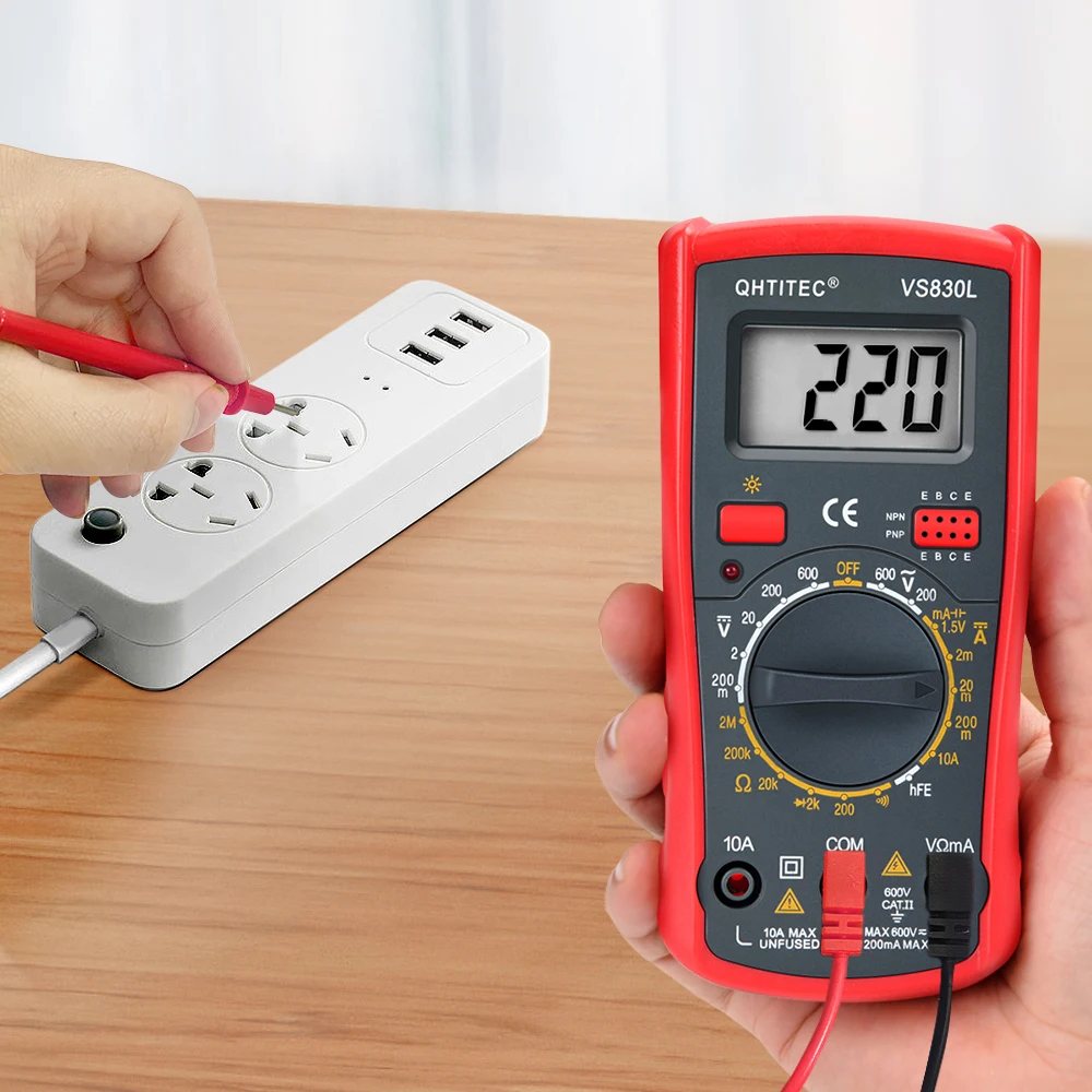 

QHTITEC Multimeter DC Digital Ammeter AC/DC Voltage Ohm Meter 3 In 1 Current Tester Electronic Measuring Instruments VS830L