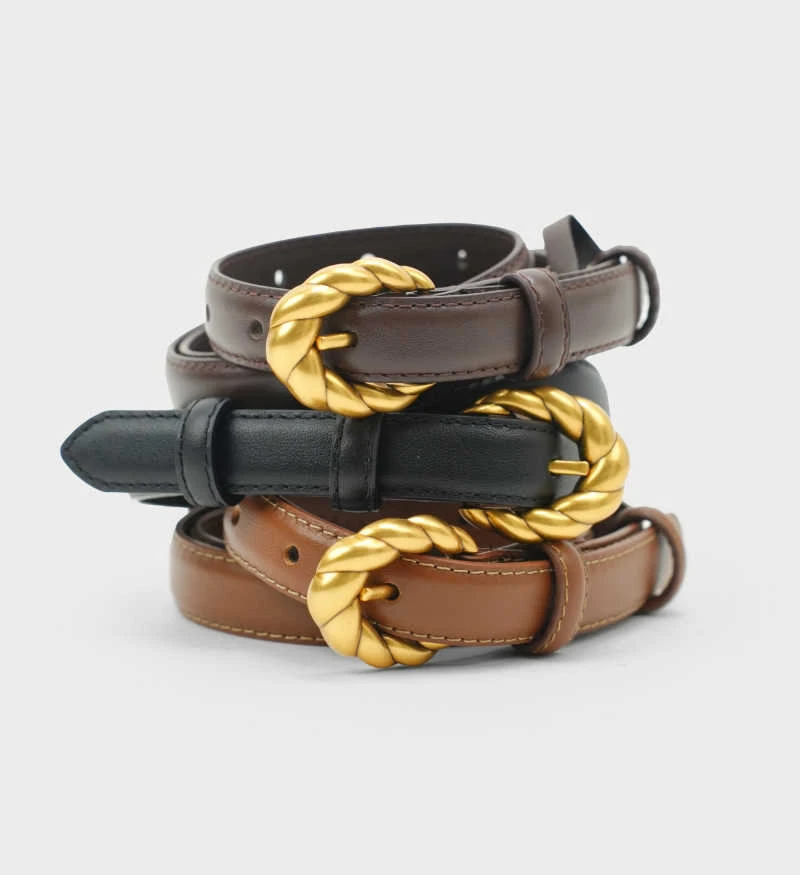 

2026 New Luxury Women's Belt Fashion Classic Metal Buckle Leather Belt with Jeans Dress
