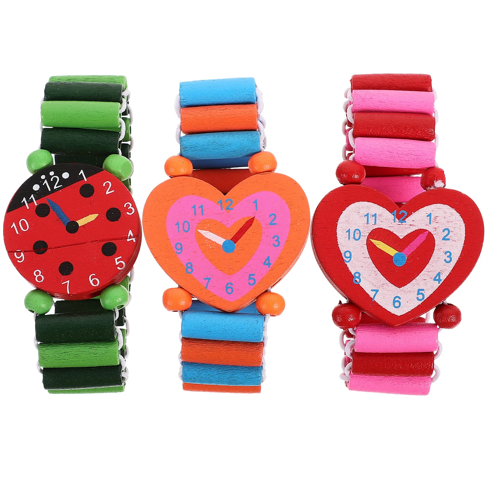 3pcs Wooden Watches For Kids Cartoon Wood Wristwatches Children Simulation Watch Gift Wood Crafts Kids Watch Child Bracelet