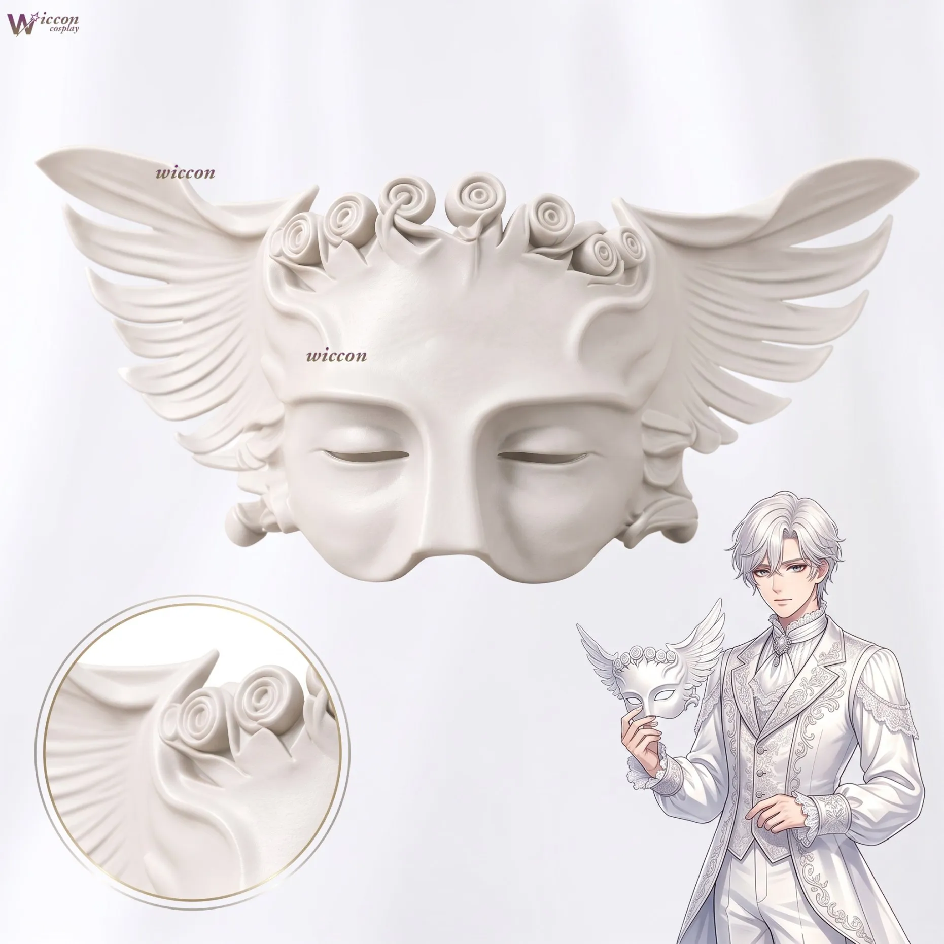 Máscara con Alas de Seraphim COS C, Máscara 3D de Ácido Poliláctico, Accesorios para Disfraces, Fiesta de Halloween, Cosplay, Icaro, Valquiria, Mascarada