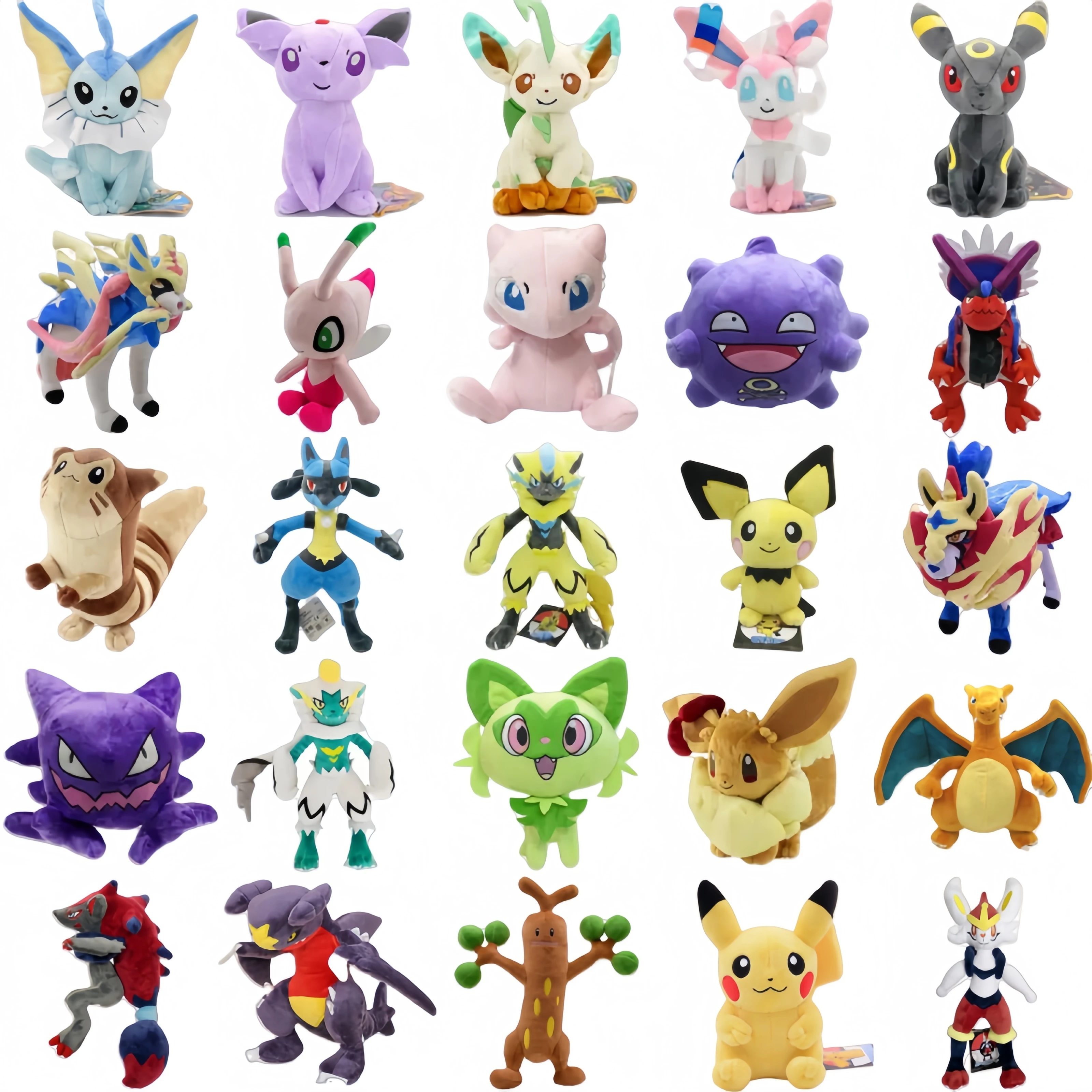 Pikachu Plushie Pokemon Plush Doll Gengar Koffing Lucario Garchomp Cinderace Eevee Plush Charizard Stuffed Animals Peluche Toy