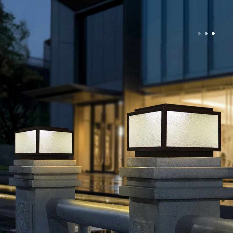 

OUFULA Outdoor Solar Post Lamp LED Creative Square Pillar Lights Waterproof IP65 for Home Villa Hotel Porch Courtyard