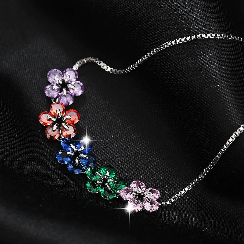 Fashion Flower Color Zircon Ladies Bracelet Adjustable Bracelet Simple Student Bracelet  Free Shipping Good Quality