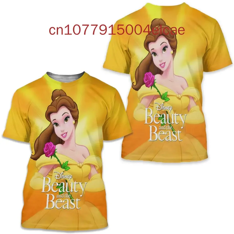 New Disney Beauty And The Beast T-Shirt Disney Y2K Casual Fashion Men\'s and Women\'s T-Shirt