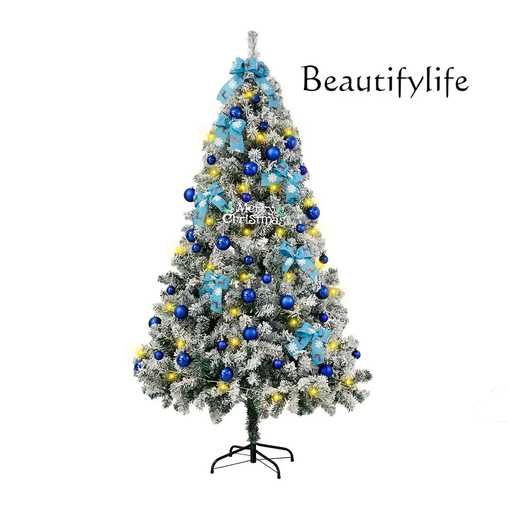 

New Christmas decoration, home Christmas tree set, flocking tree falling snow scene layout creative designer