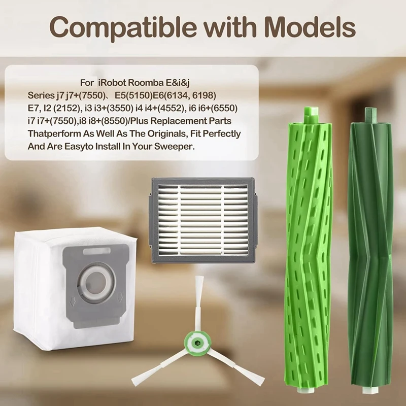 YCOC-For Irobot Roomba E/I/J Series، E5 E6 I6 I7+ J7+/Plus قطع غيار فرشاة جانبية رئيسية فلتر Hepa ممسحة قماشية