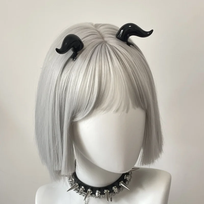 Black Punk Demon Horn Hair Clip Gothic Party Halloween Hairpin Cosplay Costume Accessory Demon Horn Hairpins