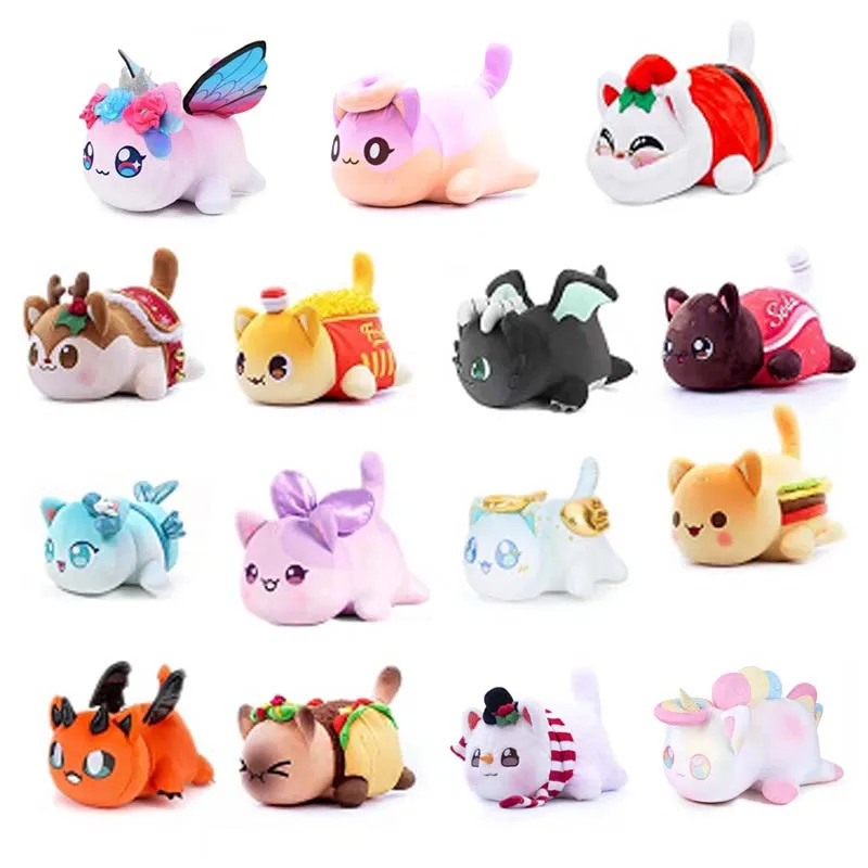 

Meemeow Aphmau Plush Meemeows Food Cats Plushie Bunle Ahpmau French Fries Burger Pillow Plush Toys Kawaii Cute Plushy Cats Doll