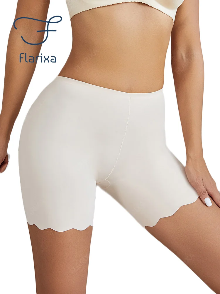 

Flarixa High Waist Ice Silk Safety Pants Seamless Women Boxers Shorts Protective Under the Skirt Slimming Underwear Panties