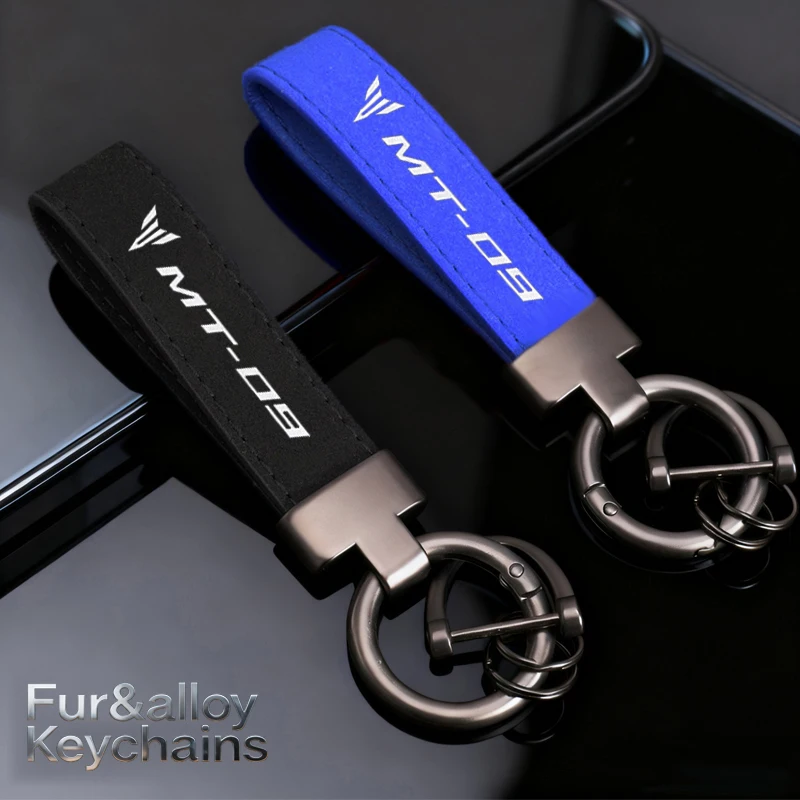 Fashion Leather Suede Keychain Motorcycle Key Ring For Yamaha MT09 MT09 MT-09 FZ09 FZ07 MT-07 keyRing Accessories