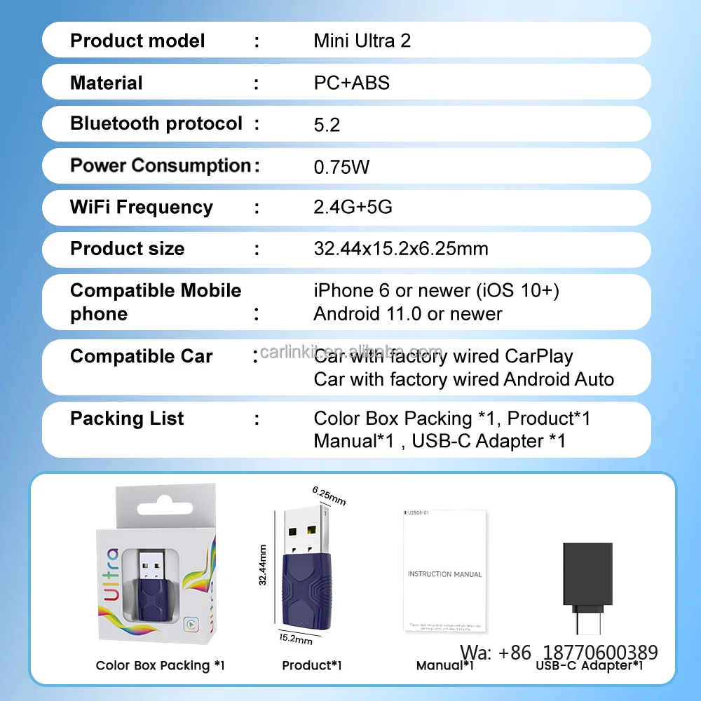 2 System in Car Music Ota Upgrade Carlinkit Ultra Wireless Carplay Android Per Auto Media Play Box Adapter for Apple 98% Module