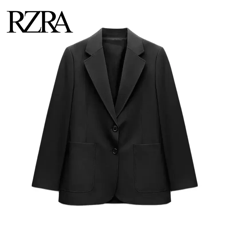 

RZRA original 2024 autumn and winter new women's solid color casual series lapel long sleeve loose straight cut suit jacket