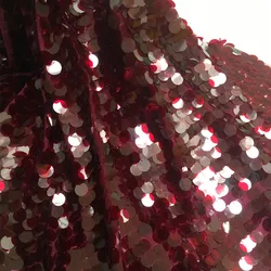 Burgundy Crimson Fish Scales Encrypted Sequin Fabric Designer Women Dress Clothing Sewing Accessories Material Party Decoration
