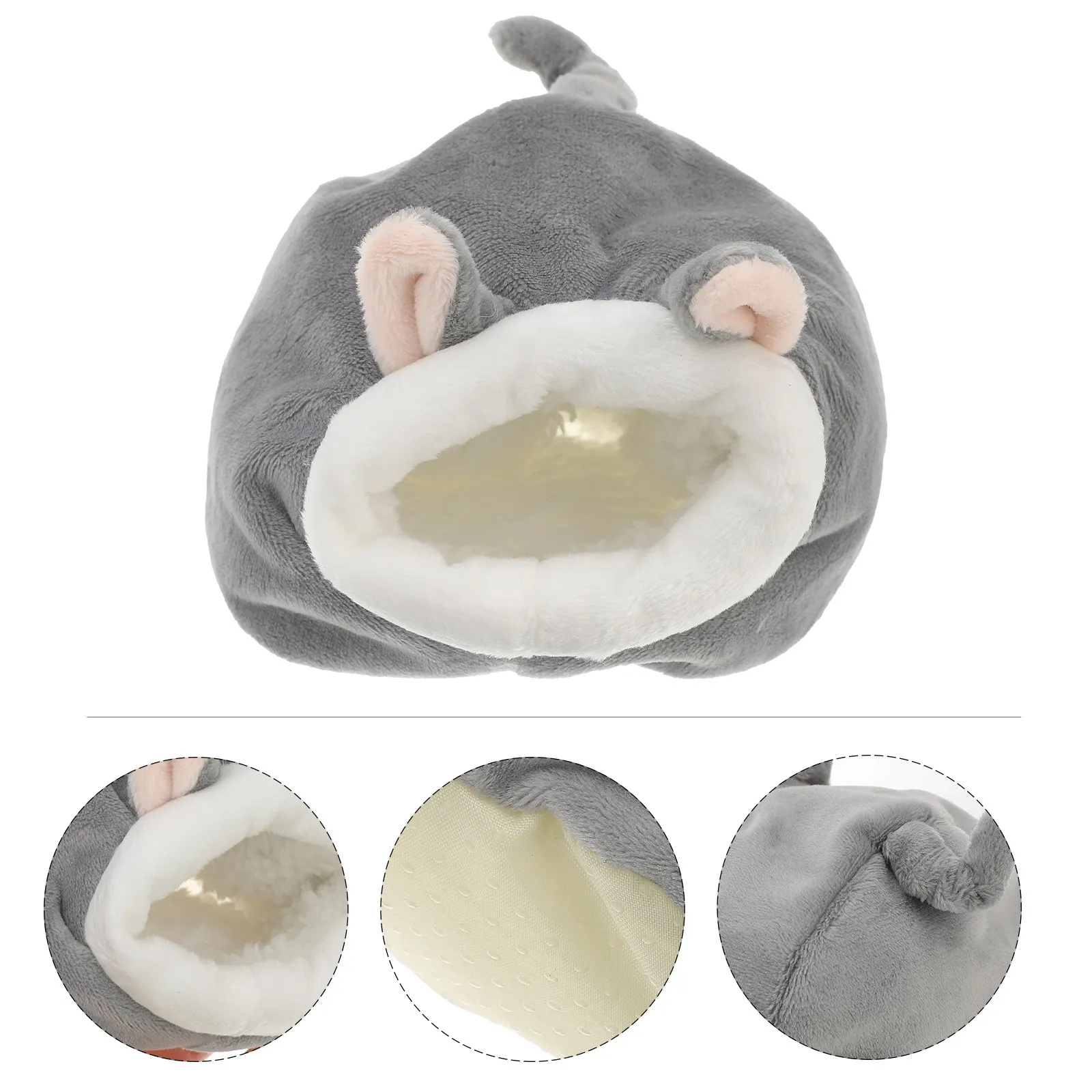 Cama Cálida de Invierno para Hámster, Nido de Algodón Premium, Saco de Dormir para Pequeños Animales, Cama para Erizo, Gris Claro, para Suelo o Coche