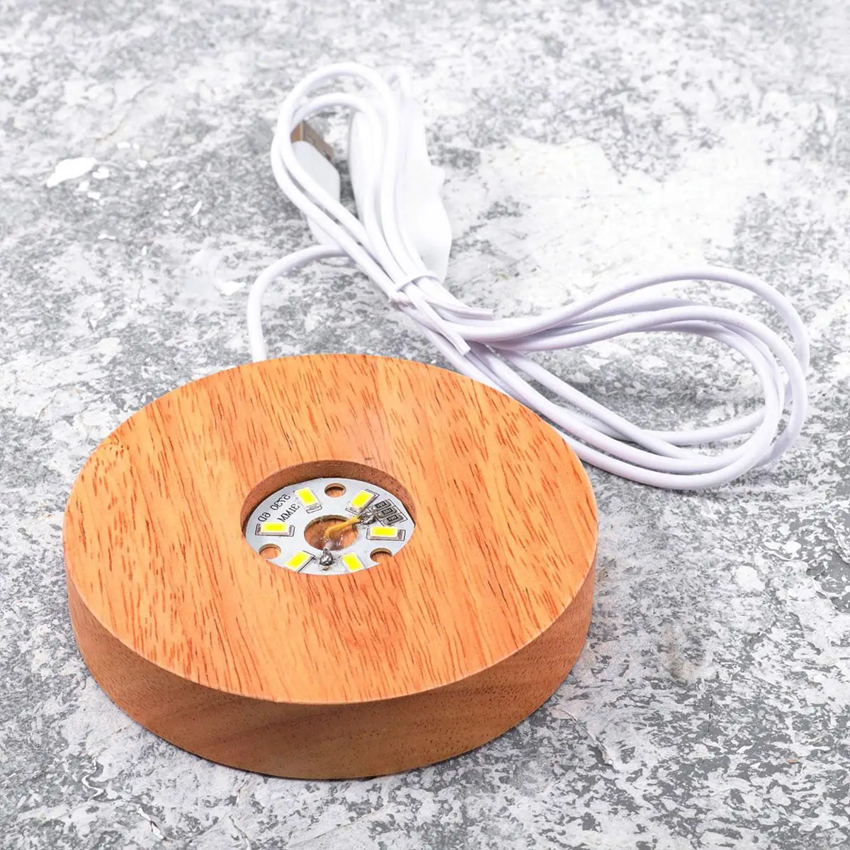 LED Display Base Round Lighted St for Crystals Glass Vase Crafts Retro Home Decor Warm Light Effects LED Base