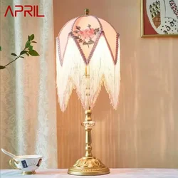 APRIL French Tassels Table Lamp American Retro Living Room Bedroom Villa European Pastoral Creative Desk Light