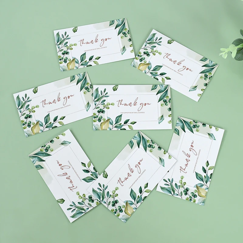 50pcs Customized Leaf White Green Eucalyptus Wedding Engagement Banquet Thank You Card Meal Plate Card Process Reminder cards