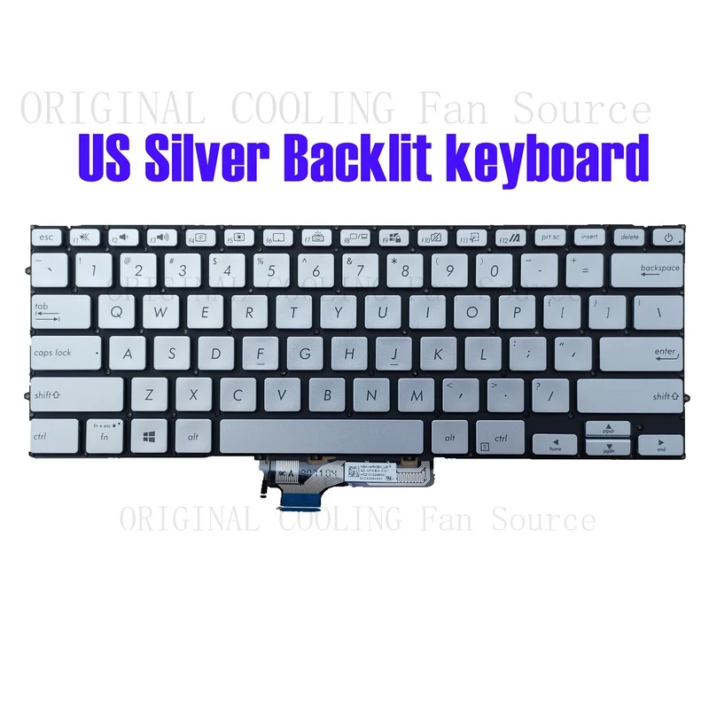 R+  US Silver Backlit keyboard for Asus UX431F UX431FA UX431FN UX431FL UX431DA