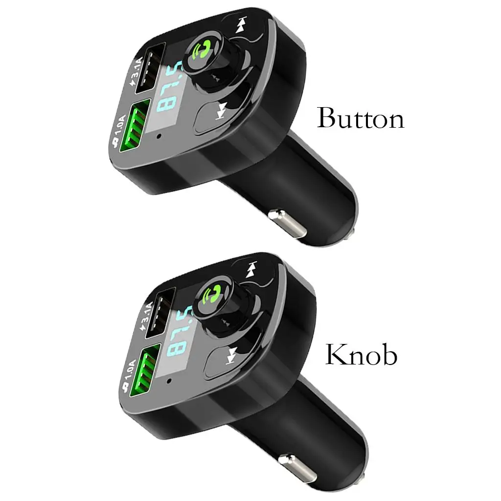 Car Bluetooth FM Transmitter Hands-Free Calling 2 USB Ports 5.0 Audio Adapter