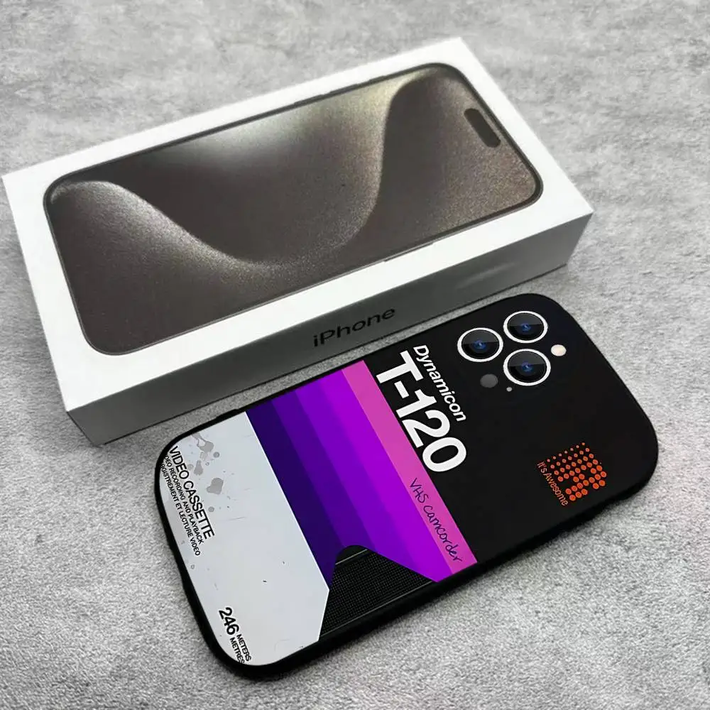 حافظة هاتف كلاسيكية بشريط VHS لهواتف iPhone 17,16,15,14,13,12,Pro,Max,Plus,E,SE4,Air,Mini Black Soft Box