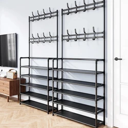 Floor-Standing Shoe Rack Multi-Layer Clothes Hanger Space-Saving Shoe Organizer Dustproof Sneaker Storage Shelf Entryway