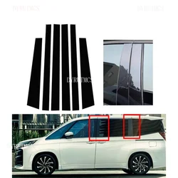 6pcs Glossy Black Silvery Door Window Pillar Posts Trim Cover Decal Stickers Fit for Toyota Noah Voxy Esquire R80 2014 2015-2021
