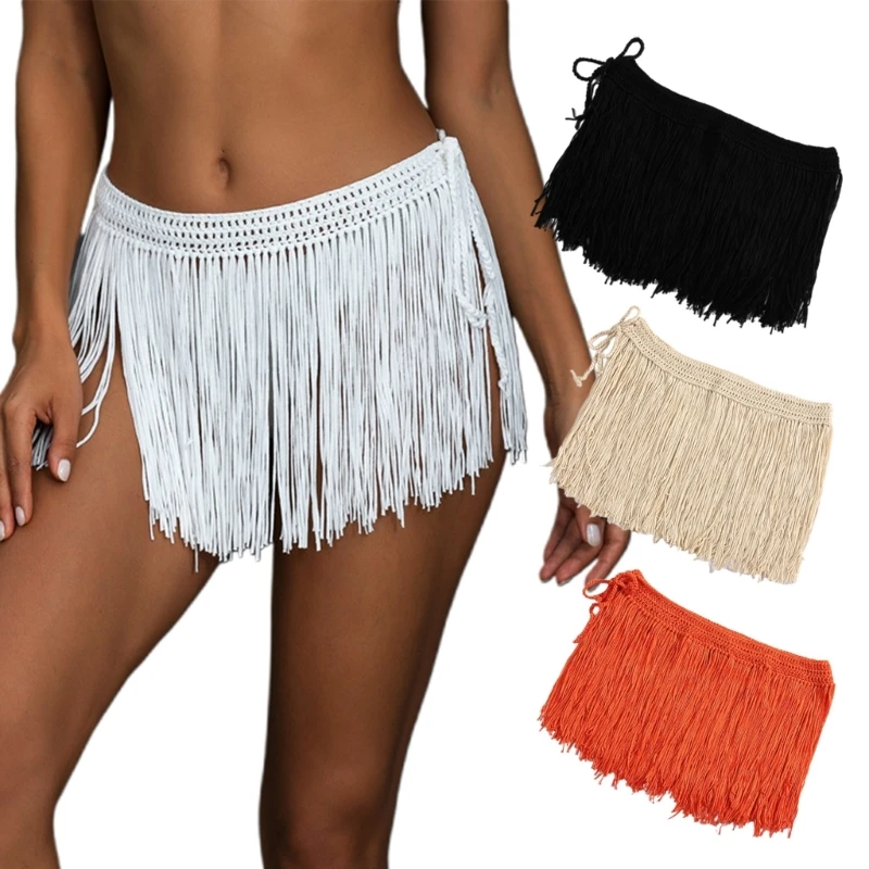 Womens Dance Skirts Belly Dance Hip Skirt Fringe Skirt Tassel Hip Scarf Beach Hip Wrap Skirt Coverups Party Costume