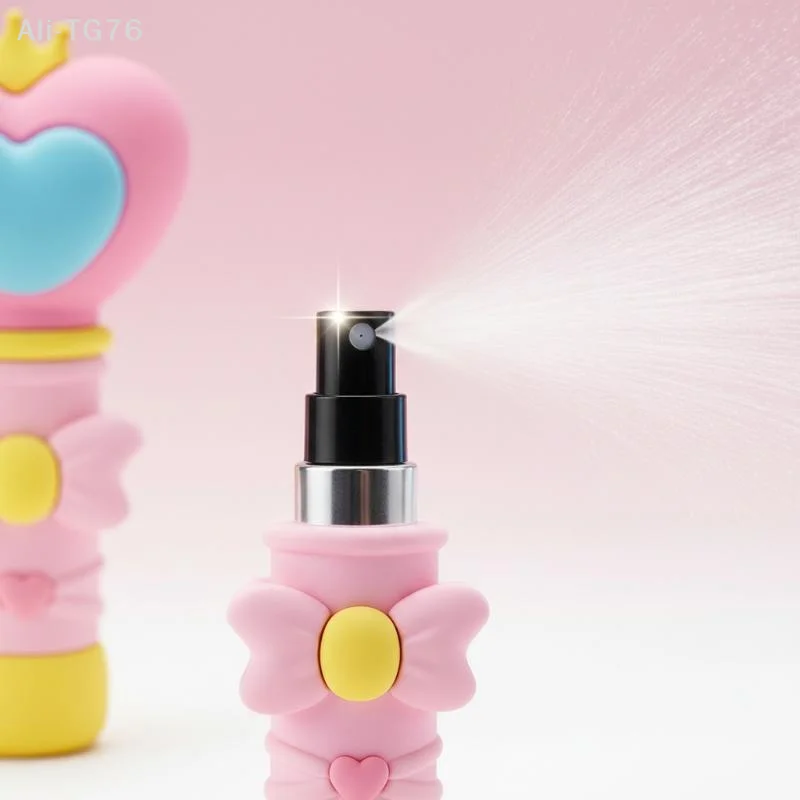 [P] 1Pcs 5ml Heart Shaped Magic Wand Atomizer Portable Spray Bottle Mini Makeup Water Spray Travel Essential Cute Sub-bottling