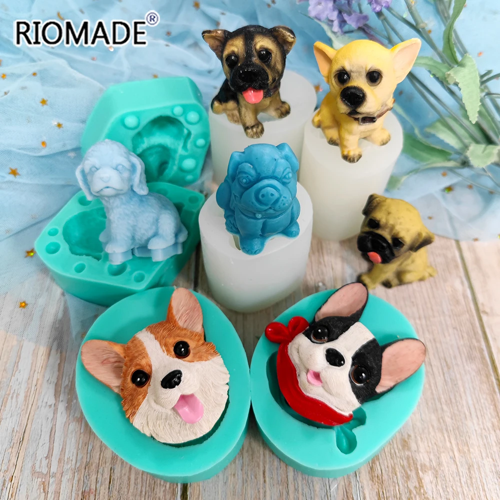 Dog Shape Silicone Mold For Fondant Cake Decorating Tools Chocolate Mousse Dessert Baking Cake Tools Gypsum Epoxy Resin Mould