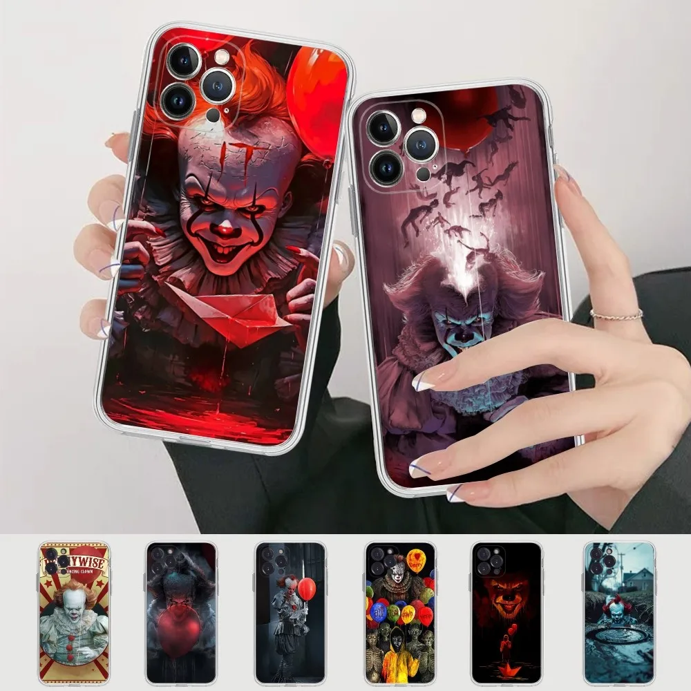 Classic Horror Film P-Pennywise Clown Horror Phone Case Silicone Soft For Iphone 16 15 14 13 12 11 Pro Mini XS MAX Plus X Cover