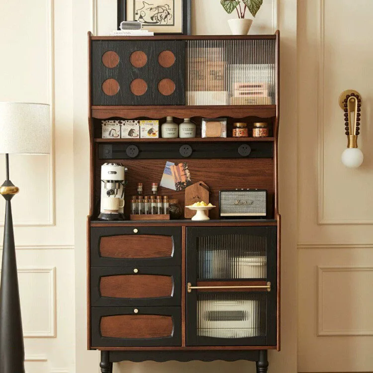 

French solid wood dining side cabinet household living room wall integrated locker dining room