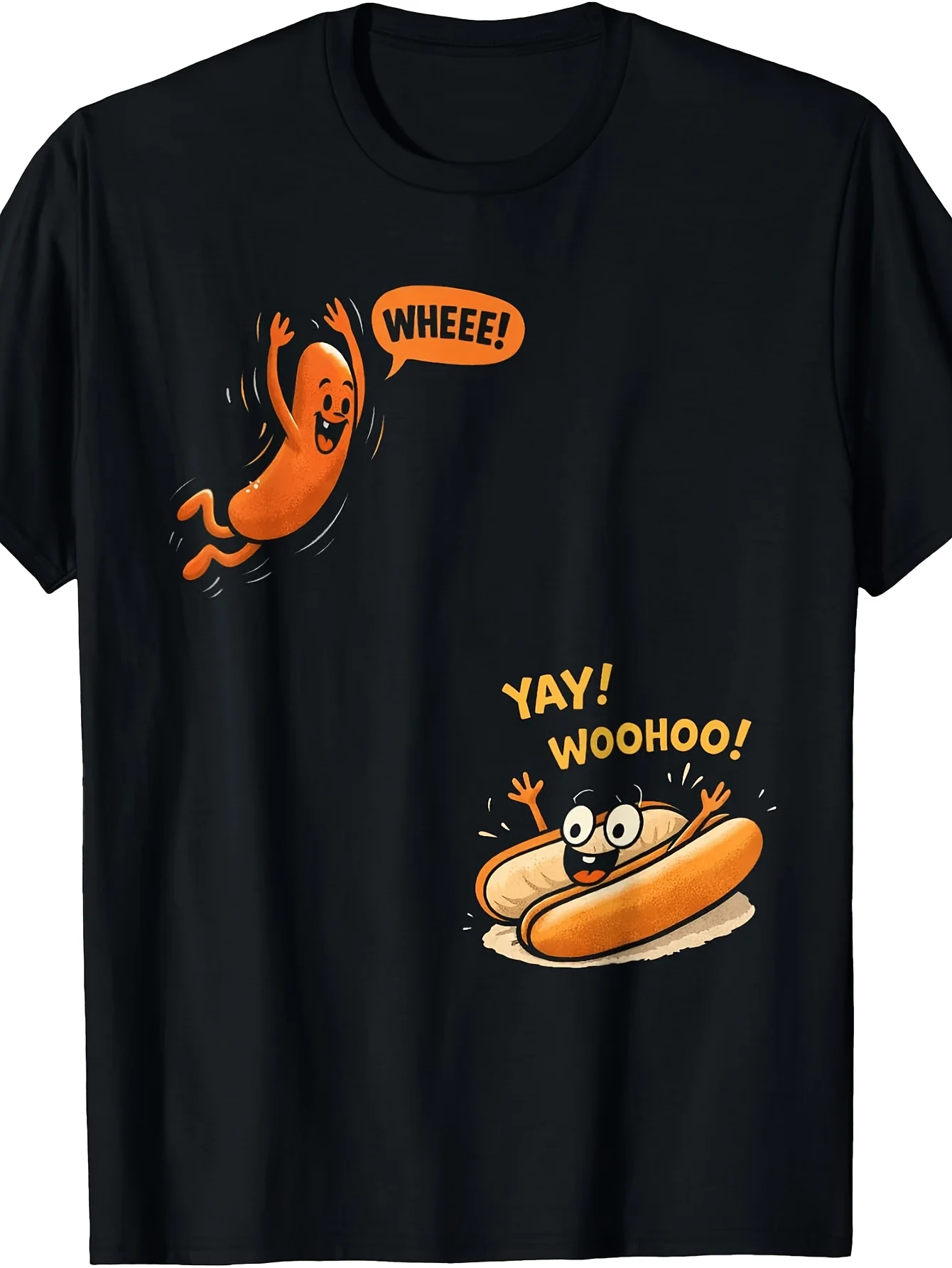 Hot Dog High Altitude Diving Fun Diving Hot Dog T-shirt unisex retro casual short sleeved T-shirt round neck print pattern