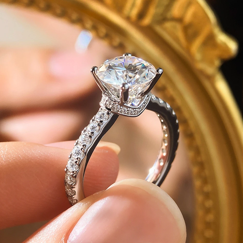 KNOBSPIN 1.5ct Moissanite Rings for Women GRA Certified Diamond Jewelry s925 Sterling Silver 18k Plated Engagement Wedding Ring