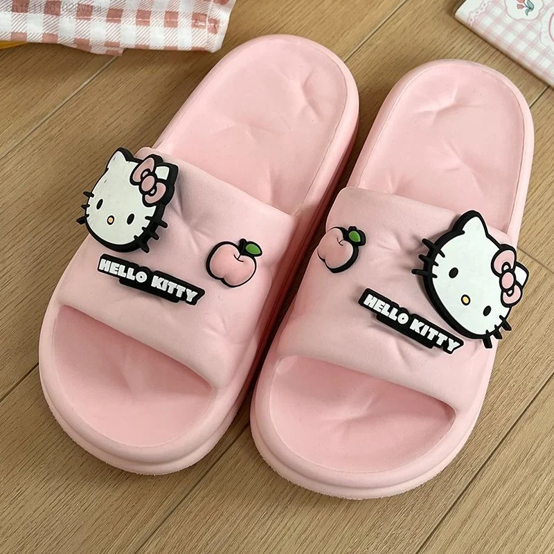 Sanrio Hello Kitty Cinnamoroll Kawaii New Slippers Women Summer Non Slip Bathroom Shower Slippers Kuromi Beach Shoes Y2k Girls