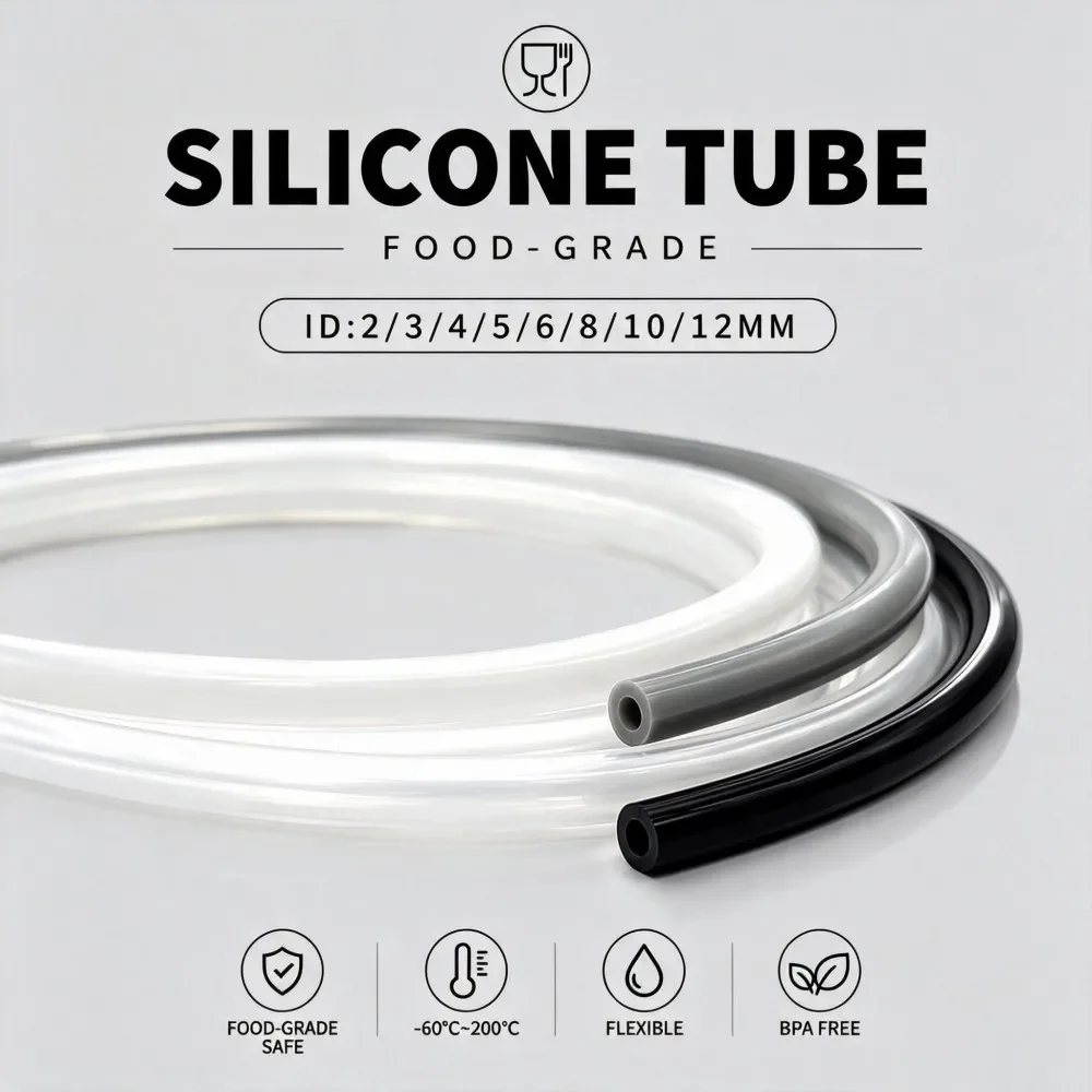 Food Grade Silicone Hose ID 2~12mm Heat Resistant Nontoxic Anti-Aging Flexible Silicone Tube  Food Drink Water Transport Hose