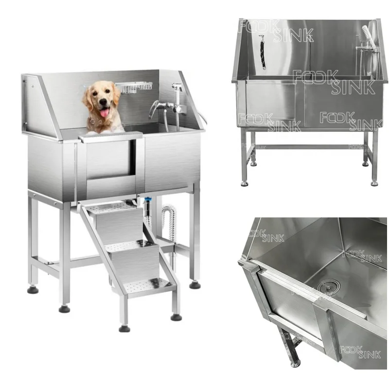 

Durable Custom Washing Equipment Professional Stainless Steel Pet Bath Tub for Large Breeds Pet Bathtub Cats Dogs Grooming Tub