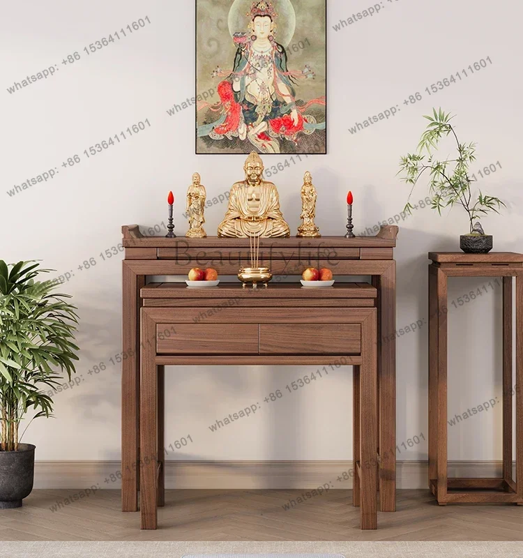 PG Altar Incense Burner Table Guan Gong Buddha Table God of Wealth Black Walnut Prayer Altar Table Altar Buddha Shrine Home