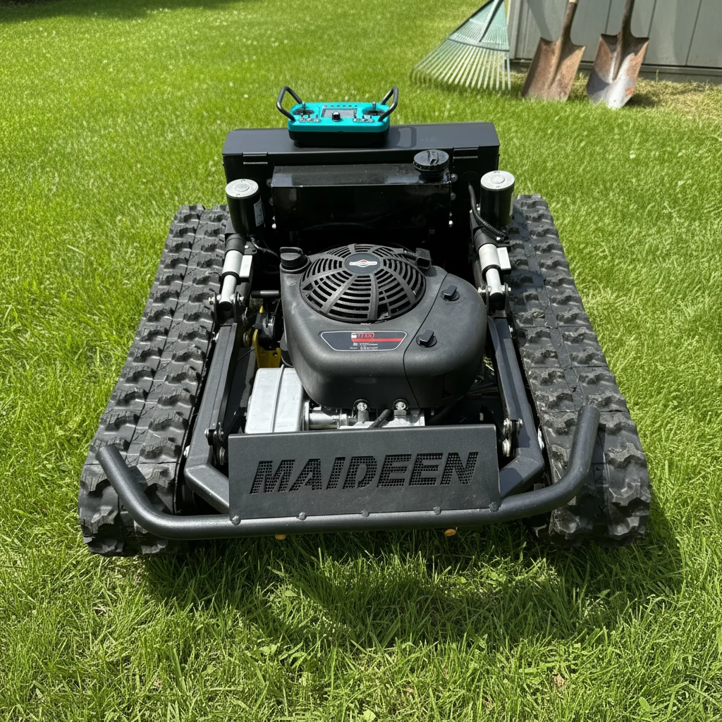 Small Crawler Remote Control 4-Stroke Cordless Lawn Mower for Commercial Farm Use with Automatic Mowing