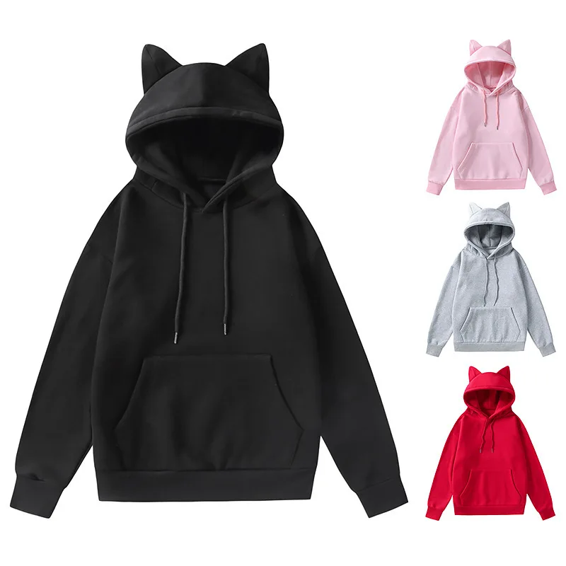 2024 New Winter Men\'s Hoodie Sweater Pullover South Korea Fashion Men\'s Cat Ears Cute Japanese Top Personality Sweatshirt Women