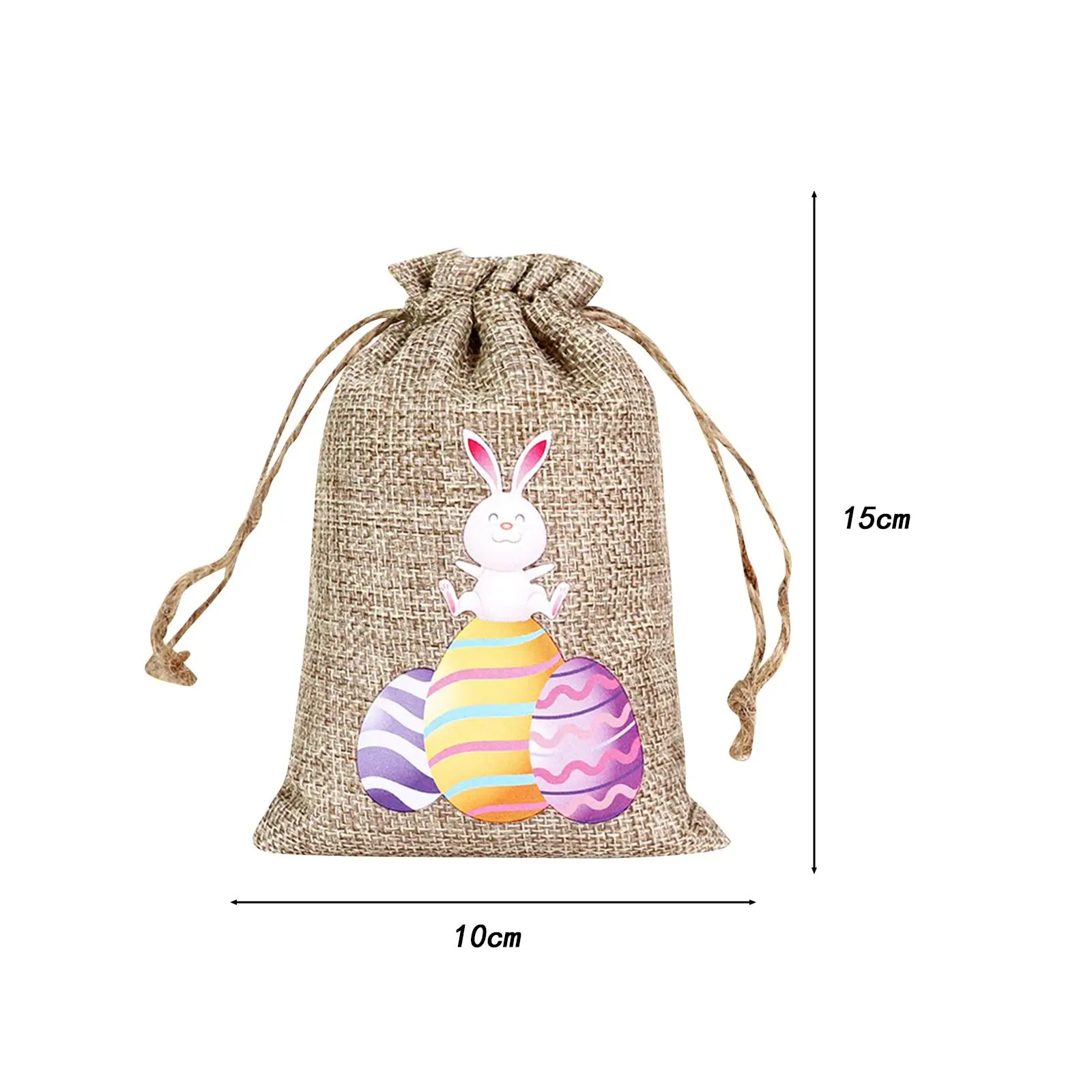 Easter Candy Bag Drawstring Pouch Linen for Kids Party Goodie Treat Holder