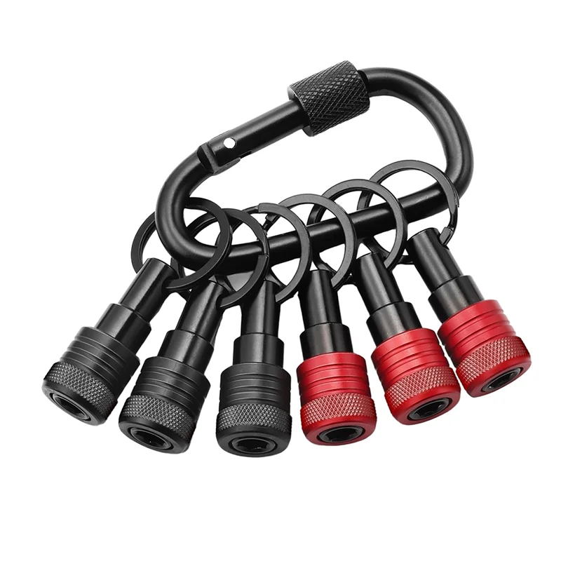 Abjn-atualização broca titular chaveiro 6 pçs 1/4 bit titular para driver de impacto incluem chaveiro mosquetão