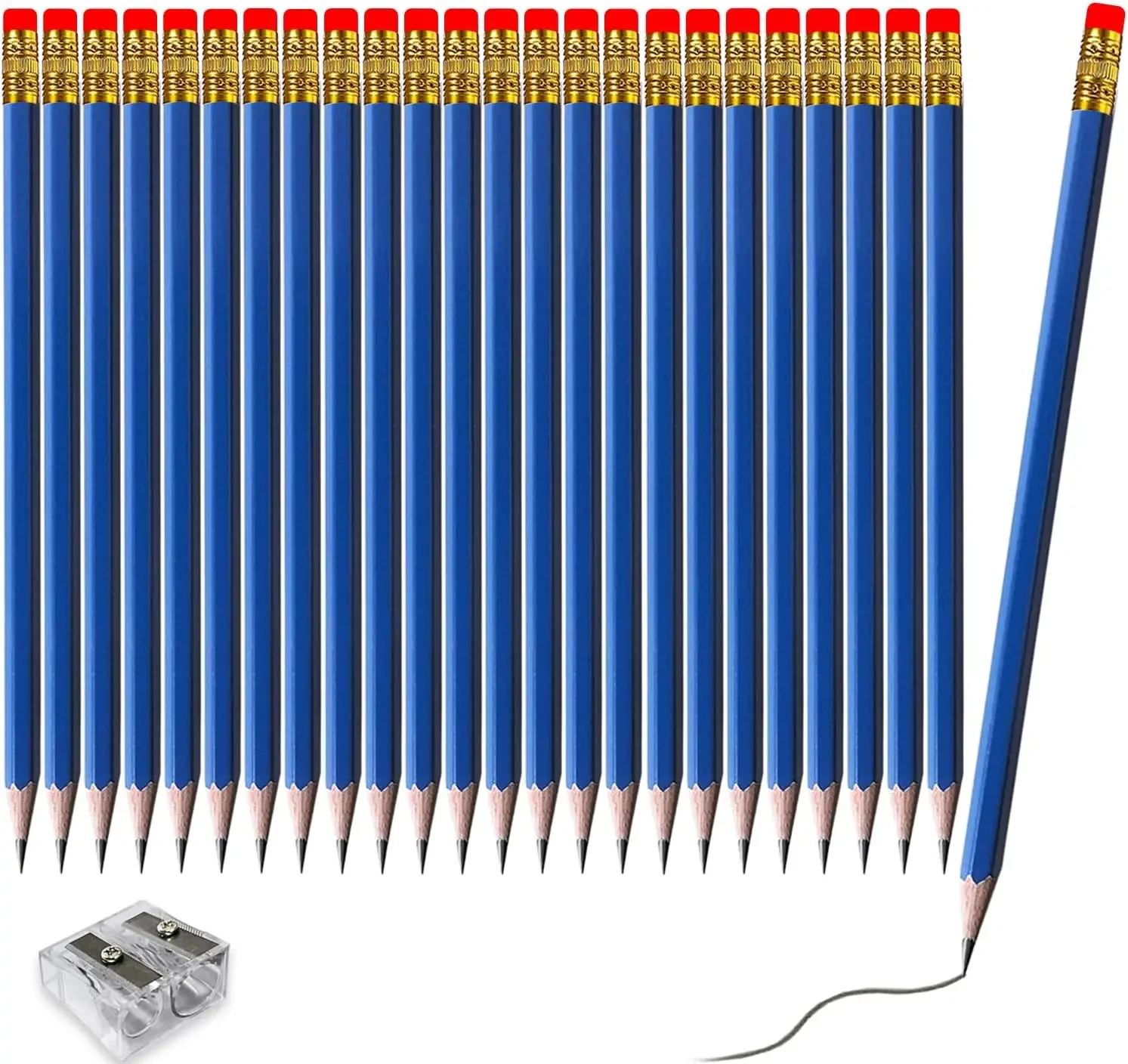

25pcs Pre-Sharpened Hexagon Wooden Pencils with Eraser, 2B Graphite for Smooth Writing, Includes Free Sharpener