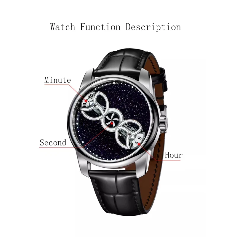 OBLVLO New Rotor Series Creative Double Wheels Automatic Mechanical Watches Super Luminous Sapphire Glass Mens Sport Watch